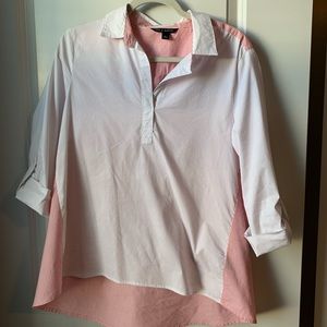 Women’s Collared Blouse w/ Red Stripe Accent Back